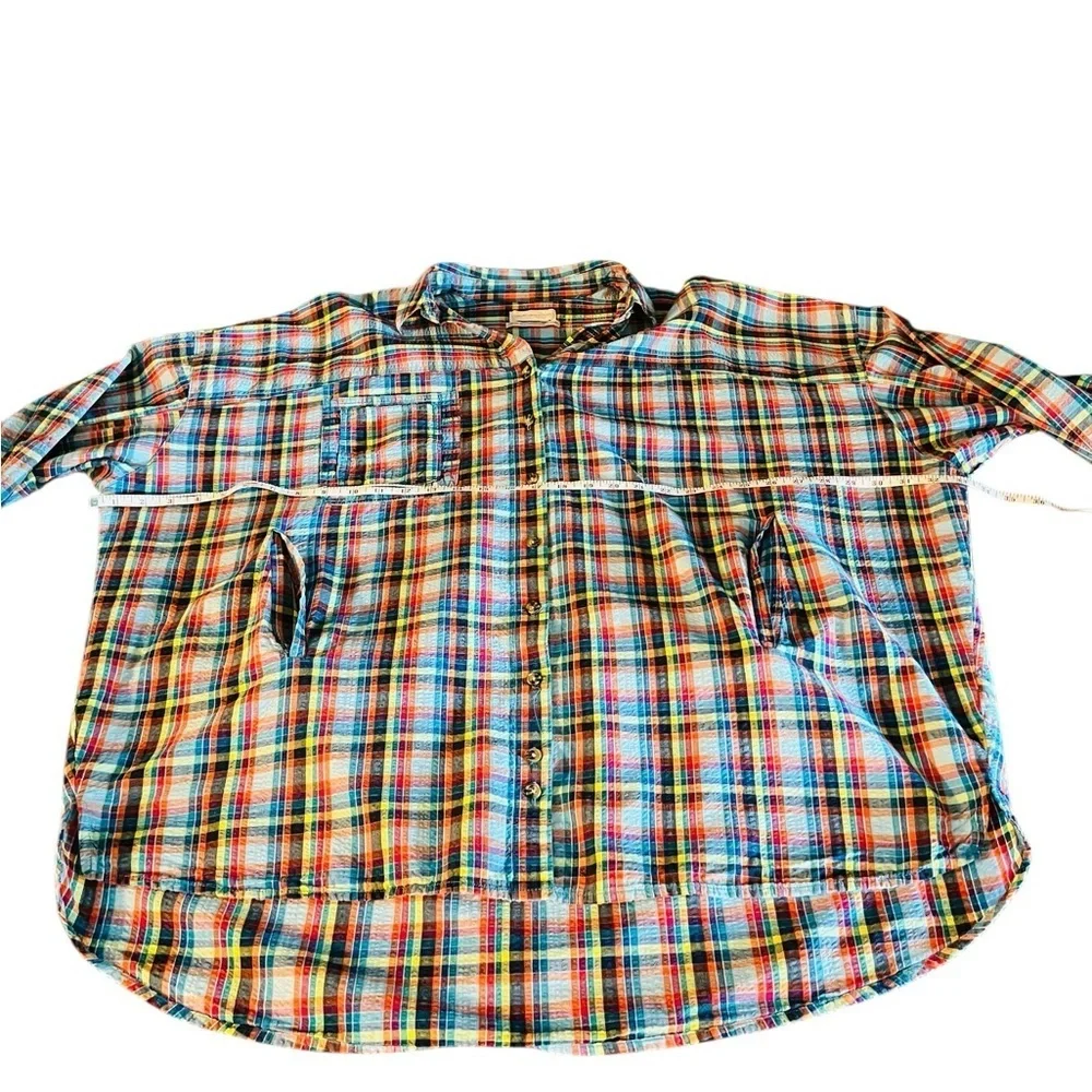 Urban Outfitters Multicolor Plaid Button Down Oversized Shirt Women’s Size XS